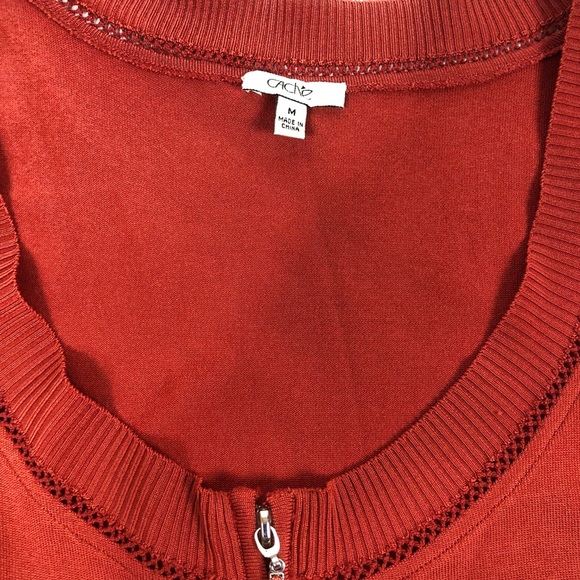 Cache Deep orange tank w/zip up sweater sz Med - Picture 4 of 8